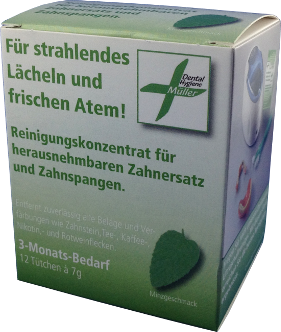Packung Reinigungskonzentrat für herausnehmbaren Zahnersatz und Zahnspangen